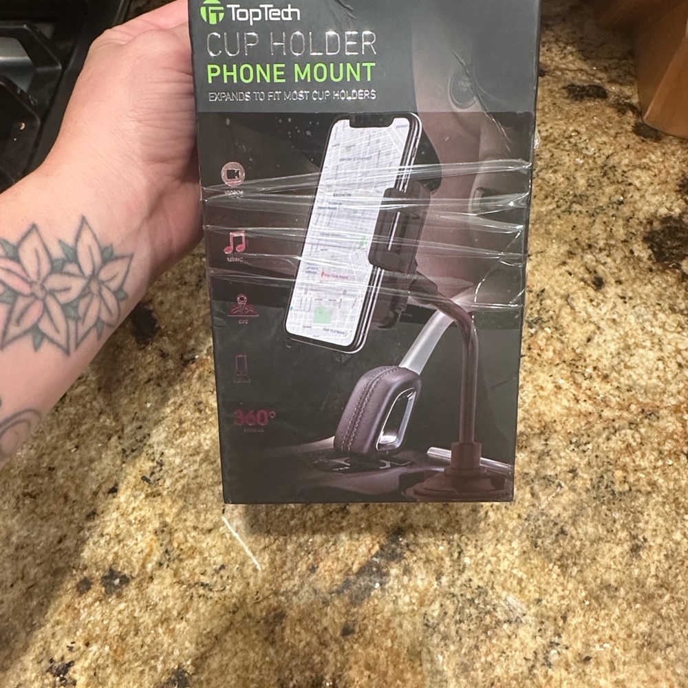 Black Cup Holder Phone Mount